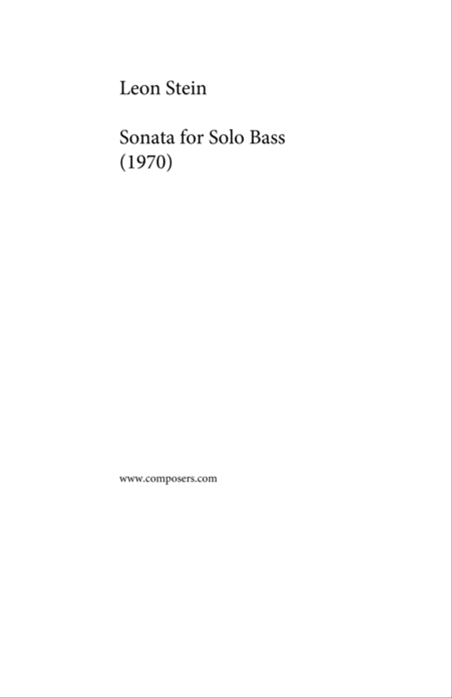 [Stein] Sonata for Solo Bass Double Bass scores gallery preview page 3