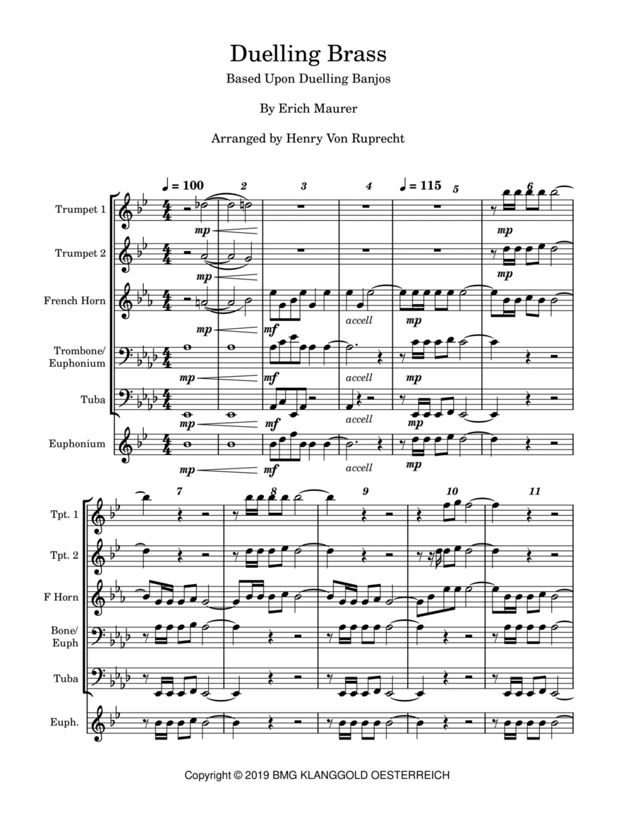 Duelling Banjos Duelling Banjos Euphonium scores gallery preview page 1