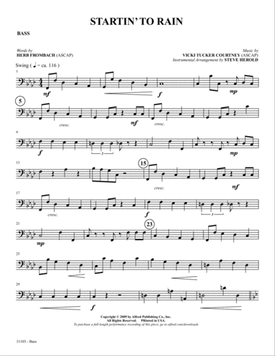Startin' to Rain: String Bass Double Bass scores gallery preview page 1