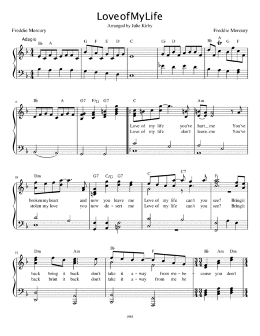 Love Of My Life Voice scores gallery preview page 1
