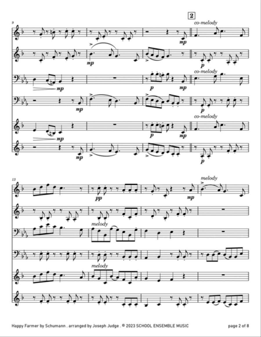 Happy Farmer by Schumann for Brass Quartet in Schools Brass Quartet scores gallery preview page 2