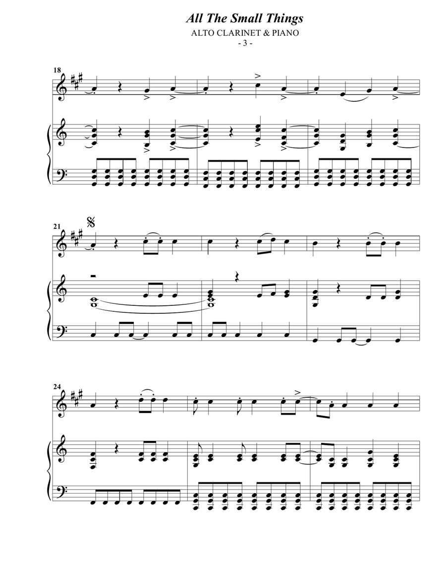 All The Small Things E-Flat Clarinet scores gallery preview page 3