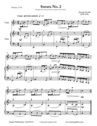 Book cover for Vivaldi: Sonata No. 2 for Violin & Piano
