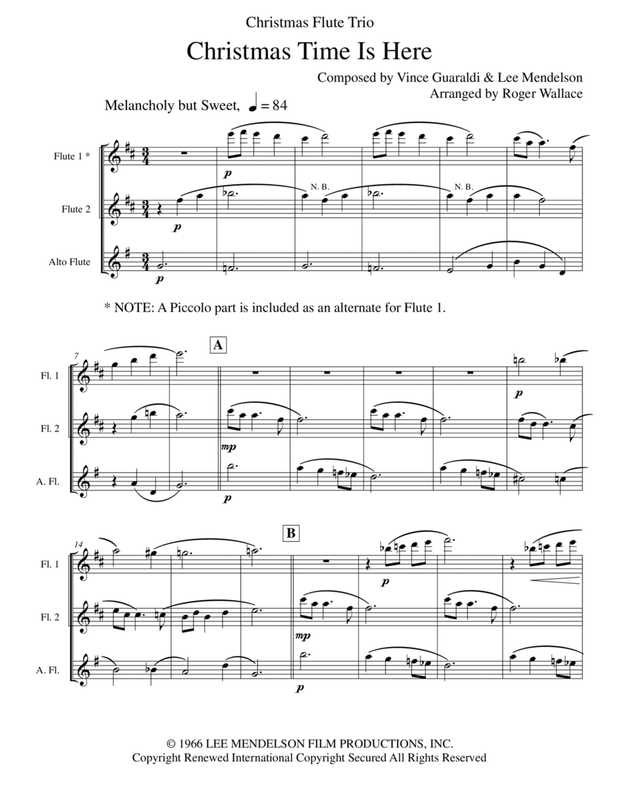 Christmas Time Is Here Christmas Time Is Here Flute Trio scores gallery preview page 1