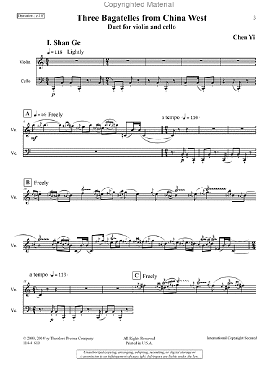 Three Bagatelles From China West Chamber Music scores gallery preview page 2