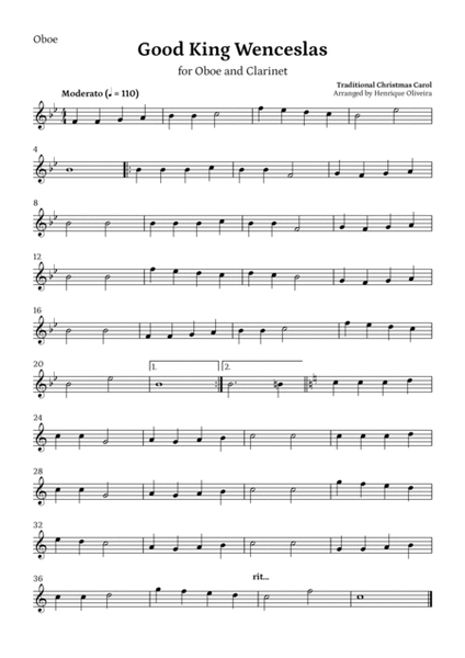 5 Christmas Carols (Oboe and Clarinet) - Easy Intermediate Level image number null