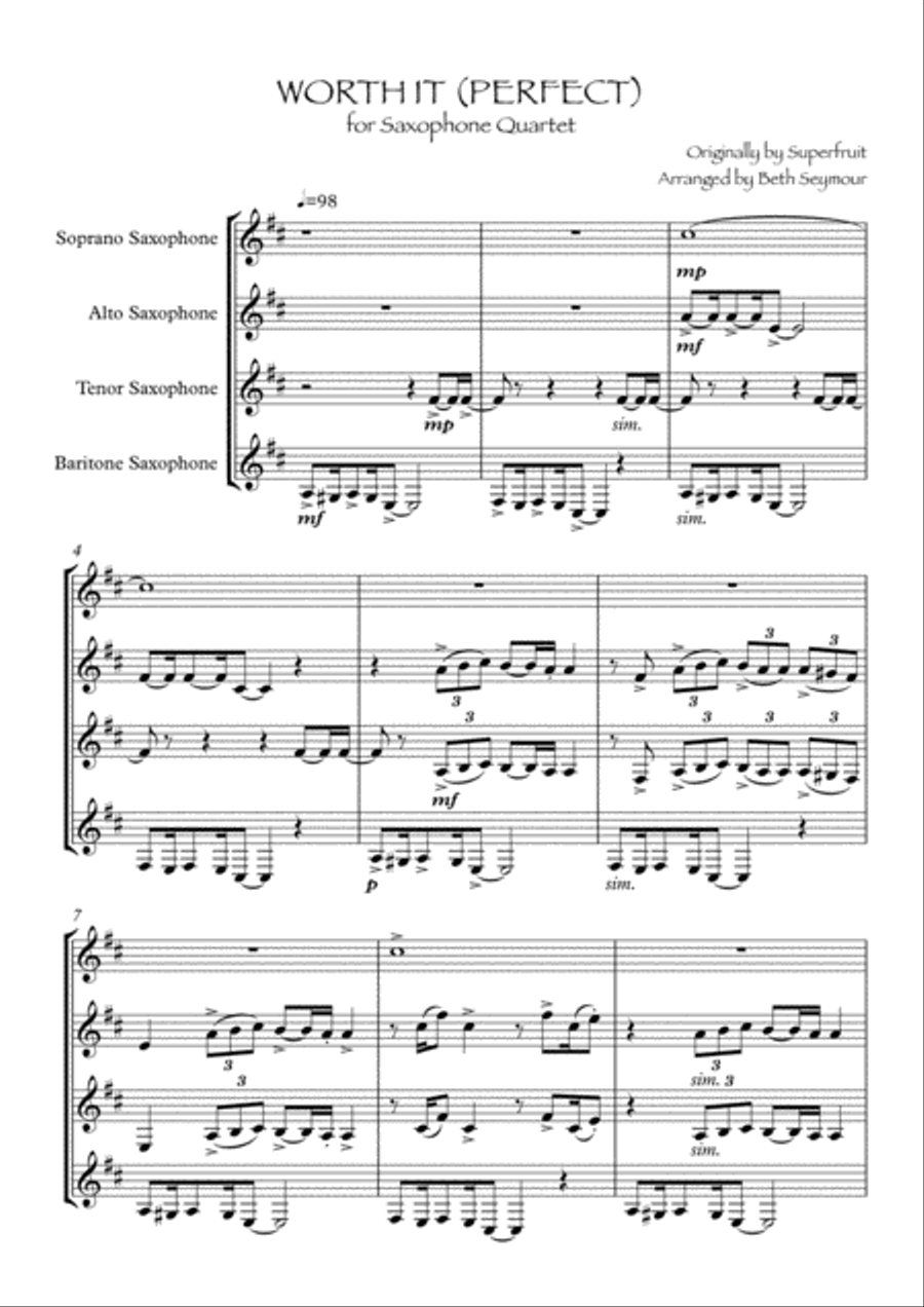 Worth It Worth It Woodwind Quartet scores gallery preview page 1