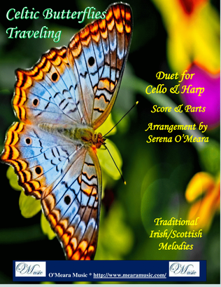 Book cover for Celtic Butterflies Traveling, Duet for Cello and Harp
