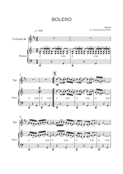 BOLERO - RAVEL - TRUMPET & PIANO image number null