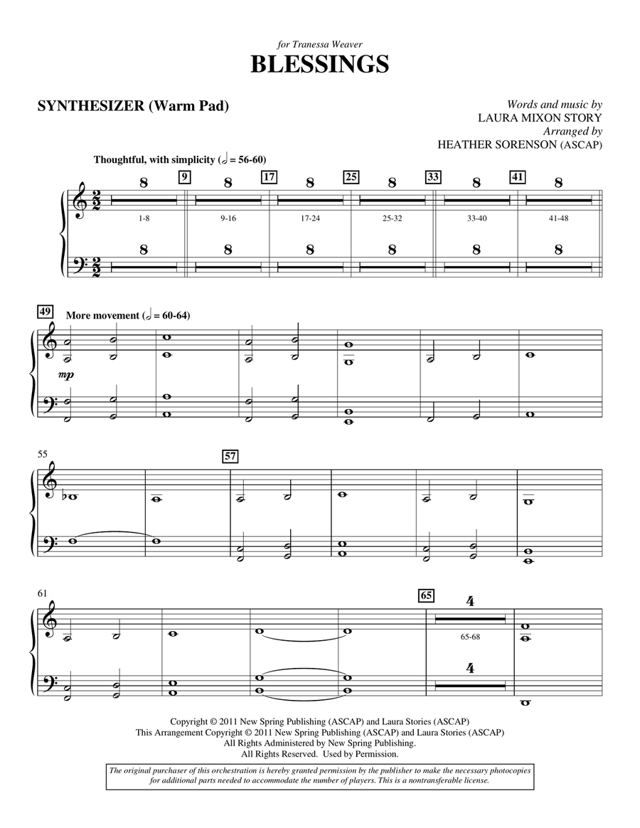 Blessings - Synthesizer Blessings - Synthesizer Choir scores gallery preview page 1