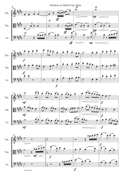 Variations on Strike it up Tabor for string trio (violin, viola cello) image number null