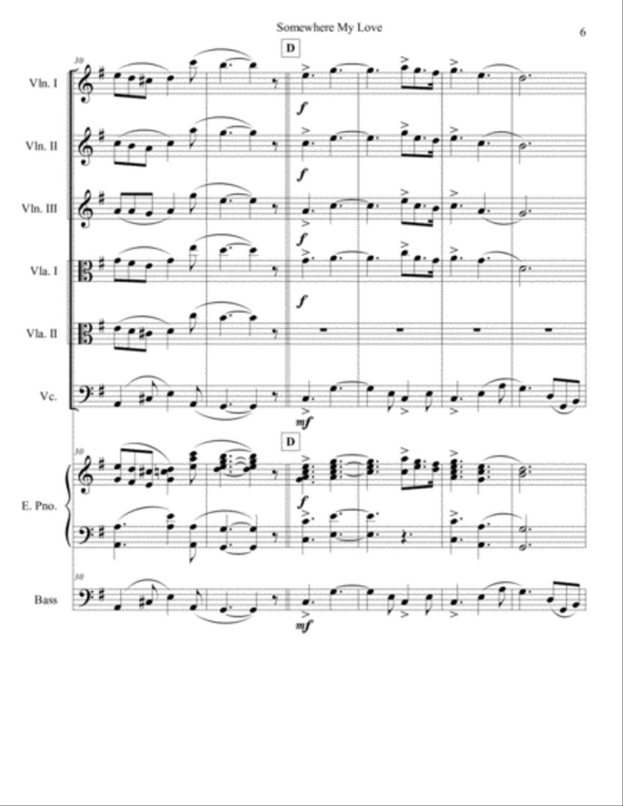 Somewhere, My Love Chamber Orchestra scores gallery preview page 6