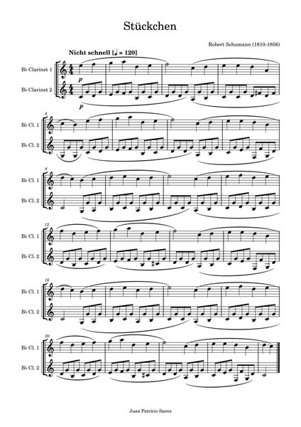Schumann, R: Album for the Young - Stückchen - Clarinet duet