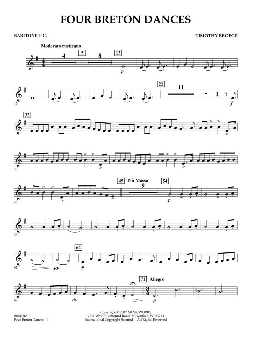 Four Breton Dances - Baritone T.C. Baritone Horn TC scores gallery preview page 1