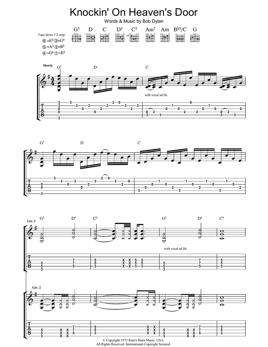 Knockin' On Heaven's Door Acoustic Guitar scores gallery preview page 1