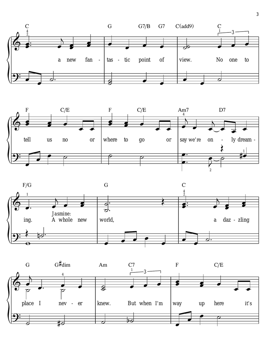 A Whole New World (from Aladdin) Voice scores gallery preview page 3