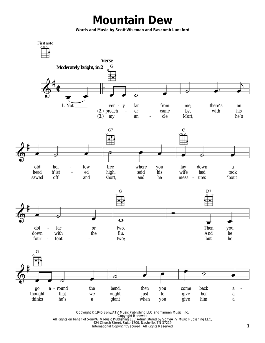 Mountain Dew Ukulele scores gallery preview page 1