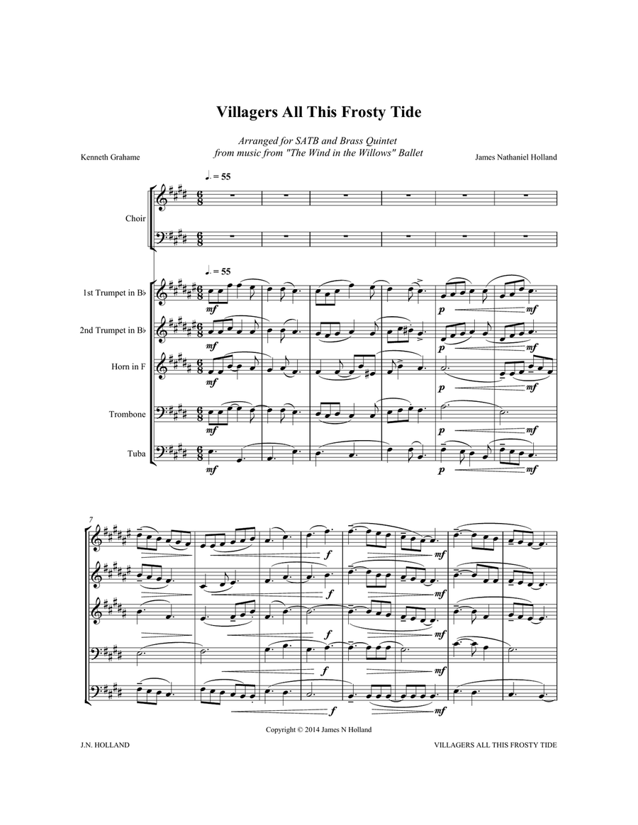 Villagers All This Frosty Tide for SATB Choir and Brass Quintet 4-Part scores gallery preview page 5