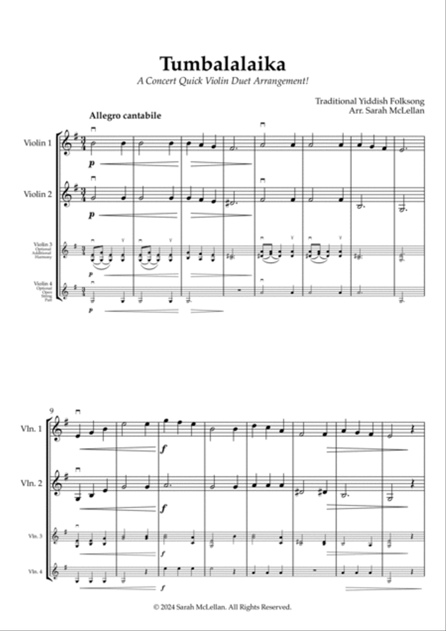 Tumbalalaika String Duet scores gallery preview page 3