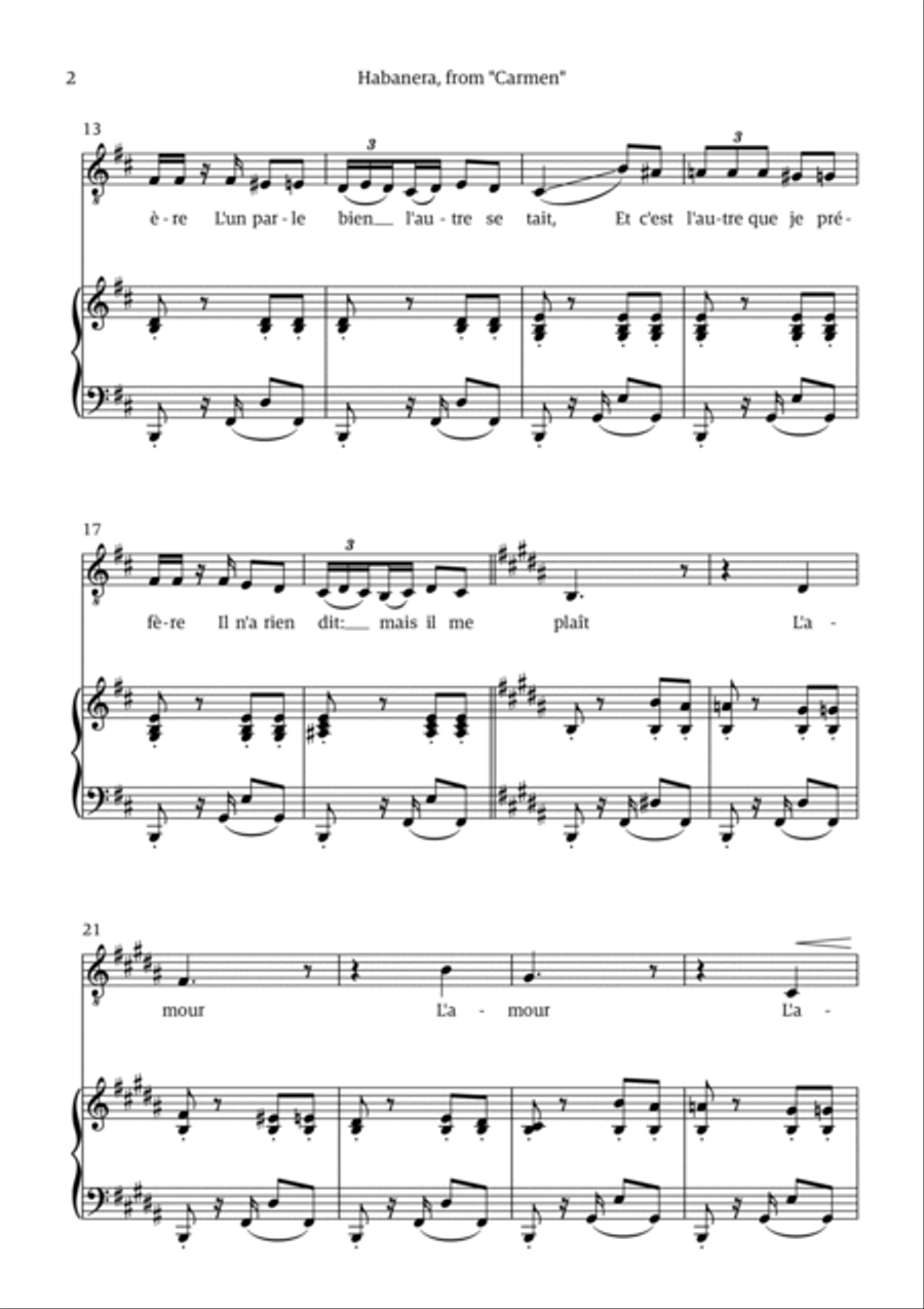 Habanera (for tenor - B minor/major) Chamber Music scores gallery preview page 2