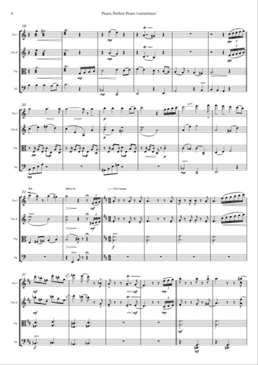 Peace, Perfect Peace (variations) (Strings) String Quartet scores gallery preview page 3