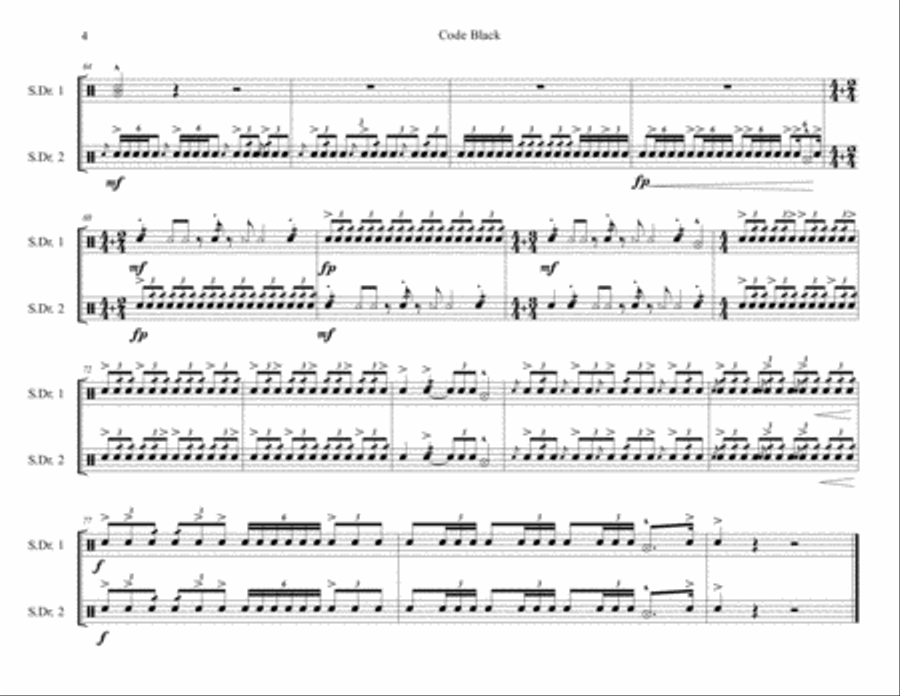 Code Black - Marching Snare Duet Marching Band scores gallery preview page 4