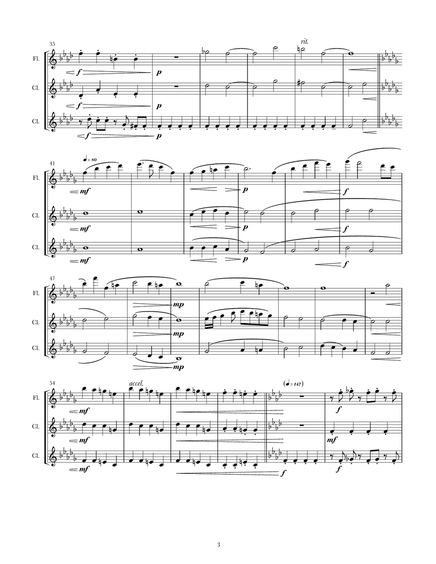 Metro - For Flute and Two Clarinets Small Ensemble scores gallery preview page 3