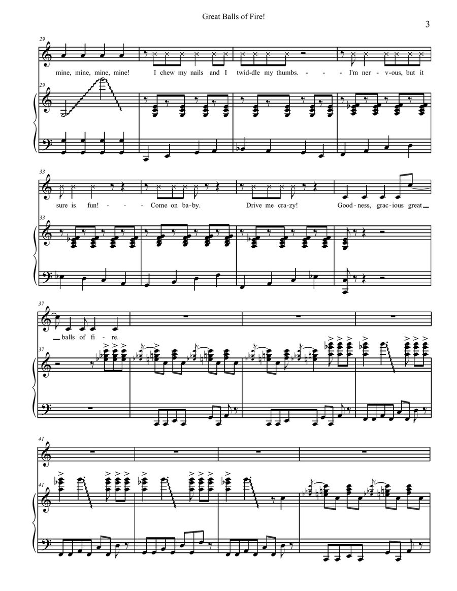 Great Balls Of Fire Piano, Vocal scores gallery preview page 3