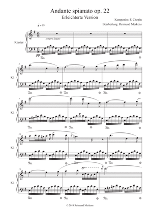 Andante Spianato op. 22 by Frederik chopin - Simplified version