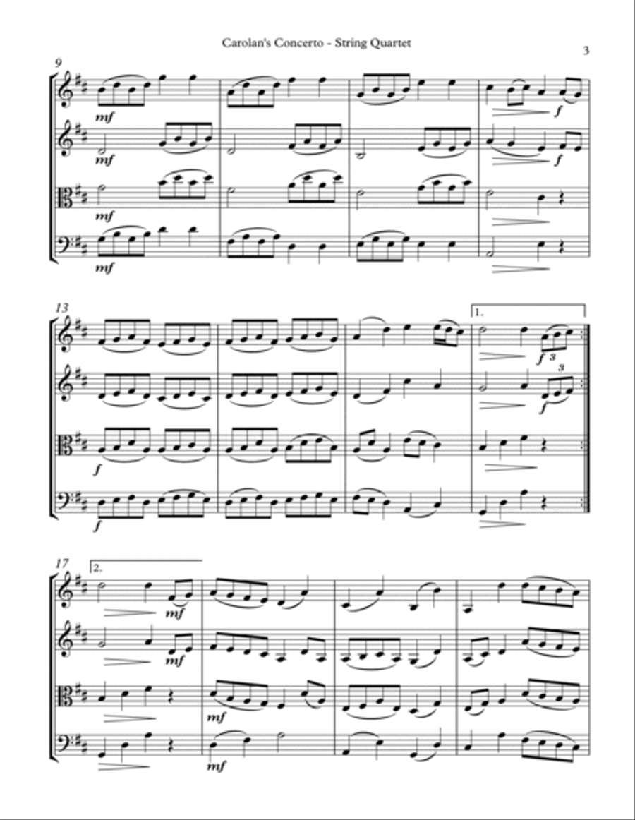 Carolan’s Concerto for String Quartet String Quartet scores gallery preview page 3