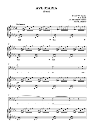 AVE MARIA - Bach/Gounod. For Soloist Bass in D-flat Major with Piano Accompaniment