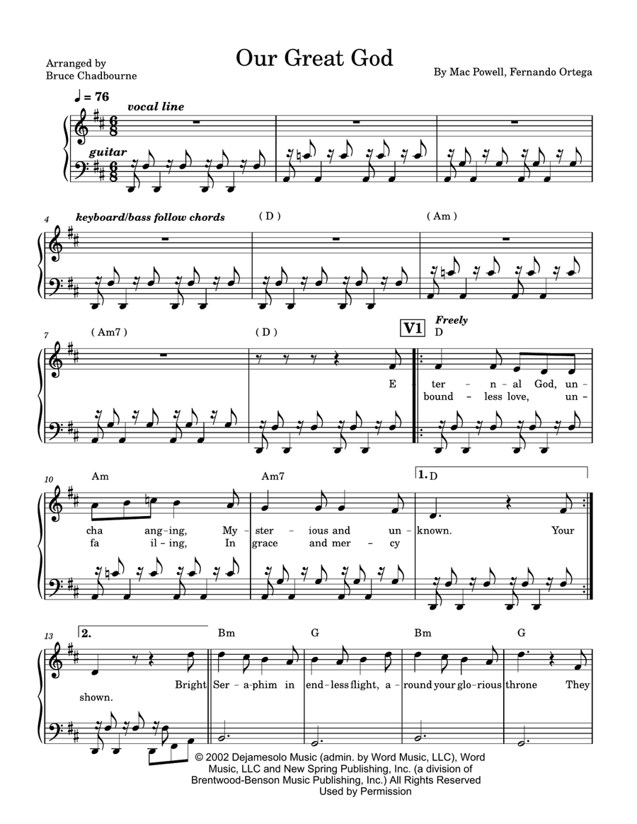 Our Great God Piano, Vocal, Guitar scores gallery preview page 1