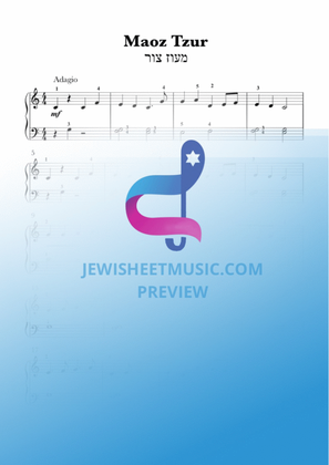 Book cover for Maoz Tzur. Hanukkah hymn. Easy piano for beginners