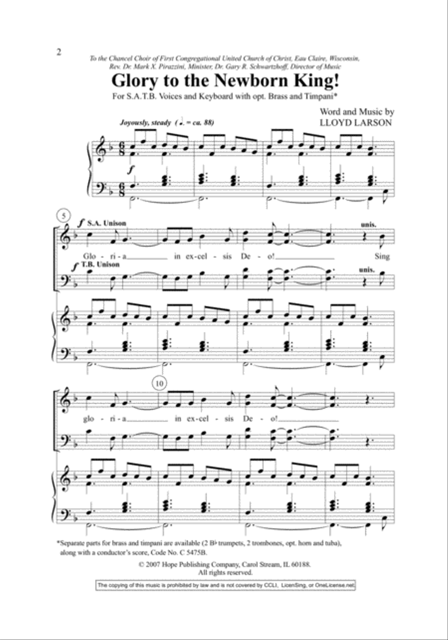 Glory to the Newborn King! 4-Part scores gallery preview page 2