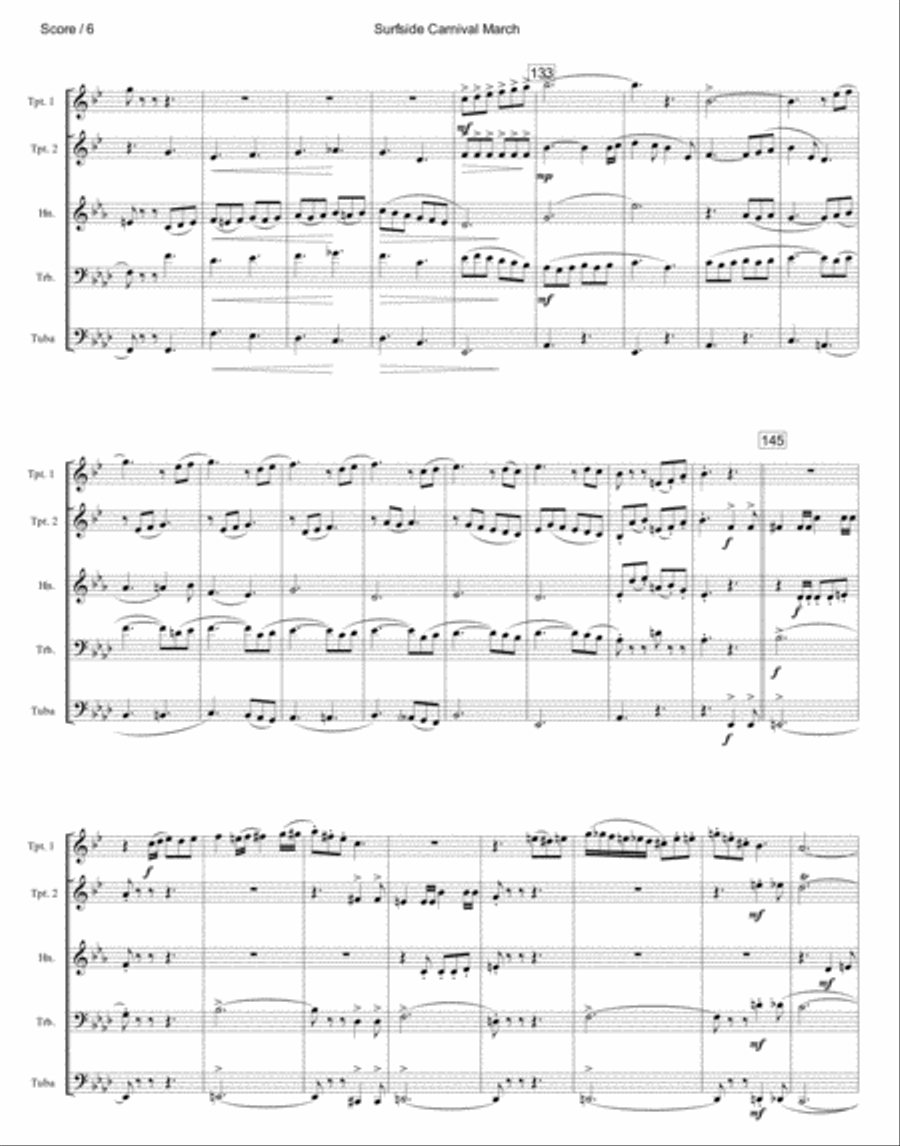 Surfside Carnival - Brass Quintet Brass Quintet scores gallery preview page 6