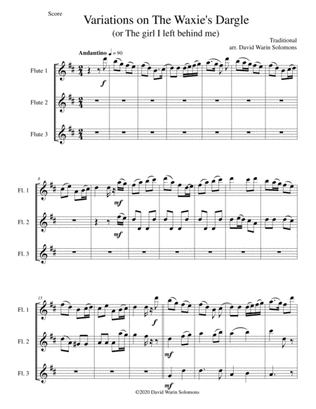 Variations on The Waxie's Dargle (or The girl I left behind me) for flute trio (3 C flutes)