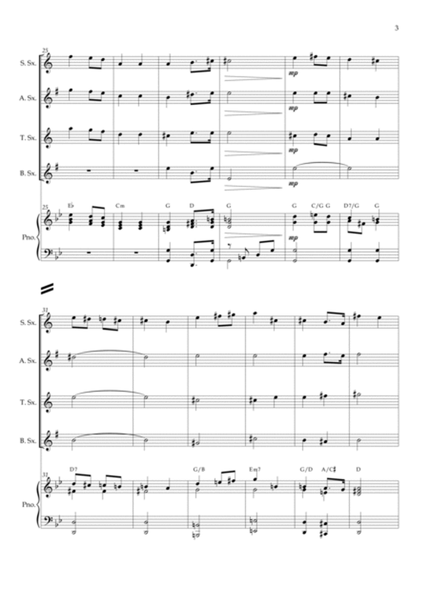 Wedding March (Wagner) Saxophone Quartet Piano and chords image number null