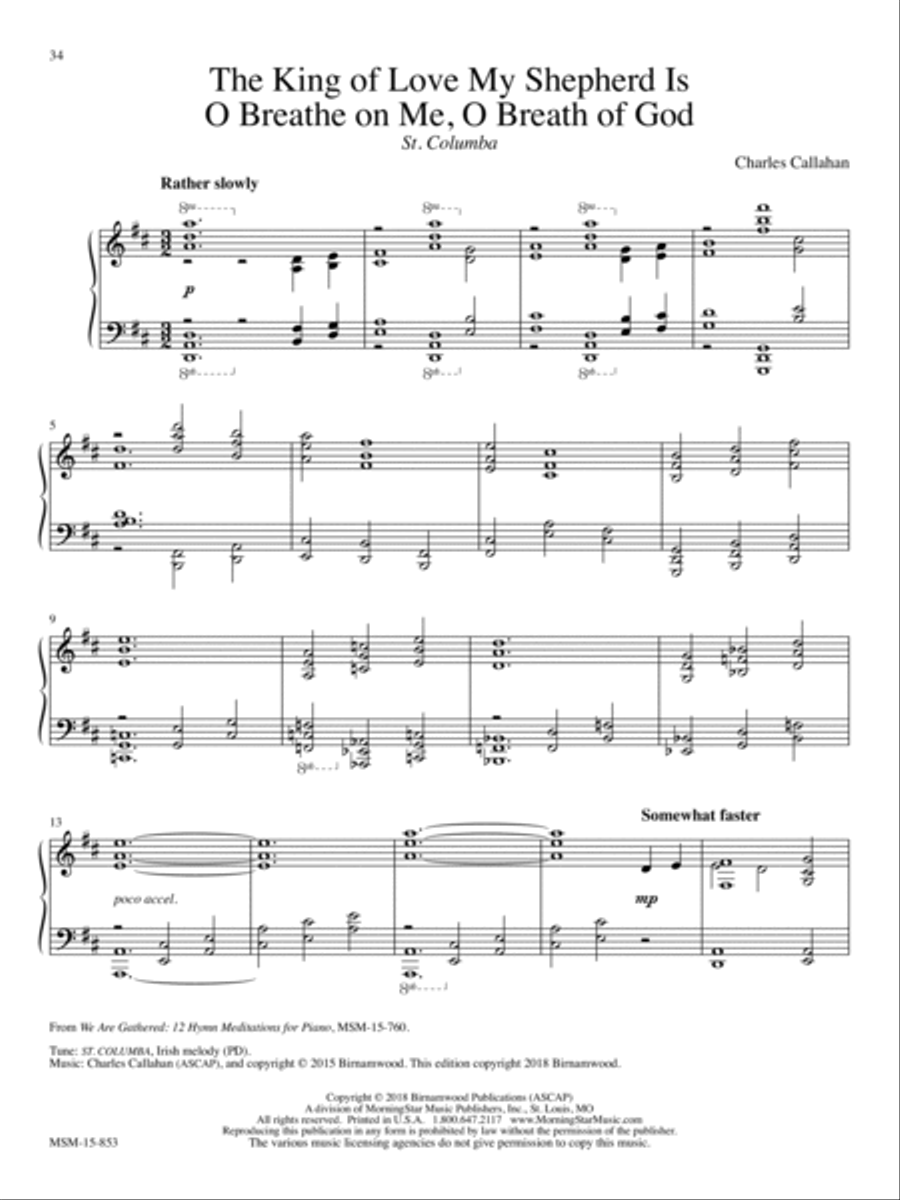 The King of Love My Shepherd Is/O Breathe on Me, O Breath of God Piano Solo scores gallery preview page 1