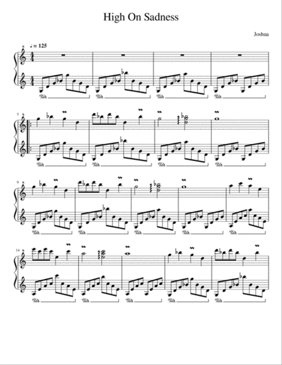 High On Sadness Piano Solo scores gallery preview page 1