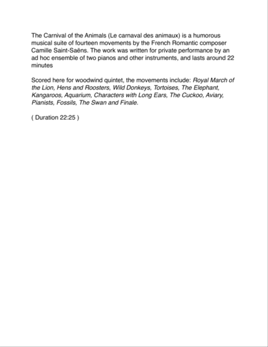 The Carnival of the Animals for Woodwind Quintet Woodwind Quintet scores gallery preview page 2