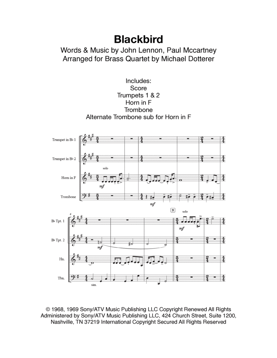 Blackbird Brass Ensemble scores gallery preview page 1