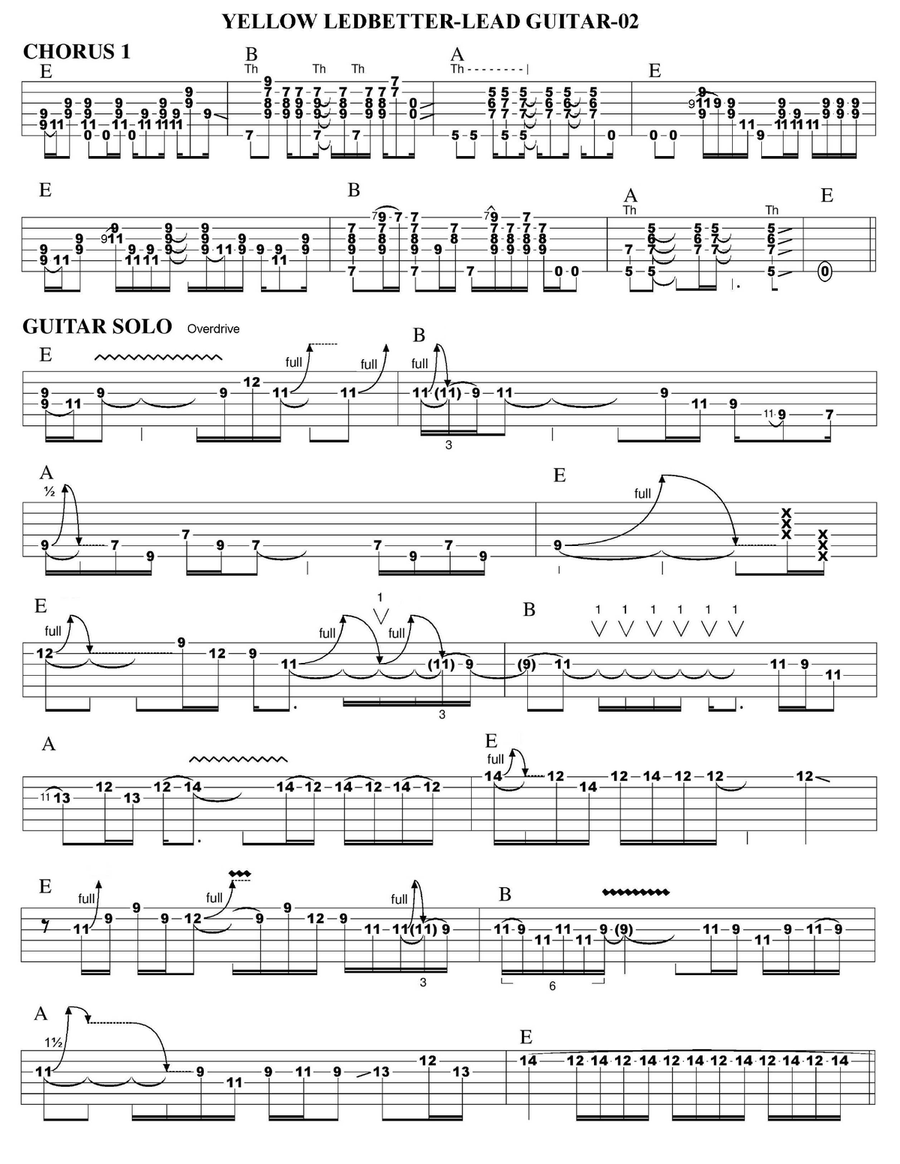 Yellow Ledbetter Guitar Tablature scores gallery preview page 2