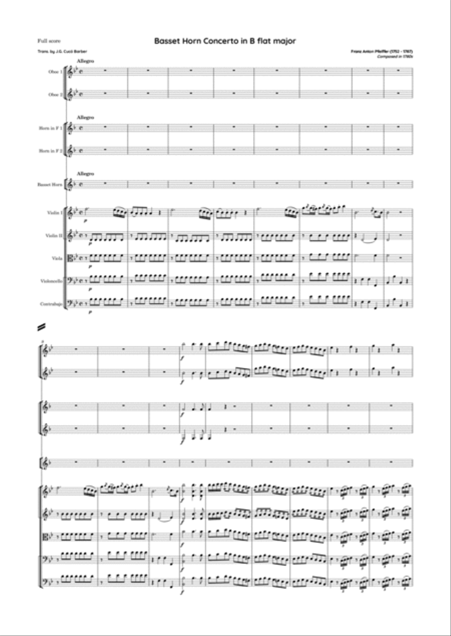 Pfeiffer - Basset Horn Concerto in B flat major Full Orchestra scores gallery preview page 2