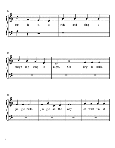 Jingle Bells (Complete Version) for Very Easy Piano