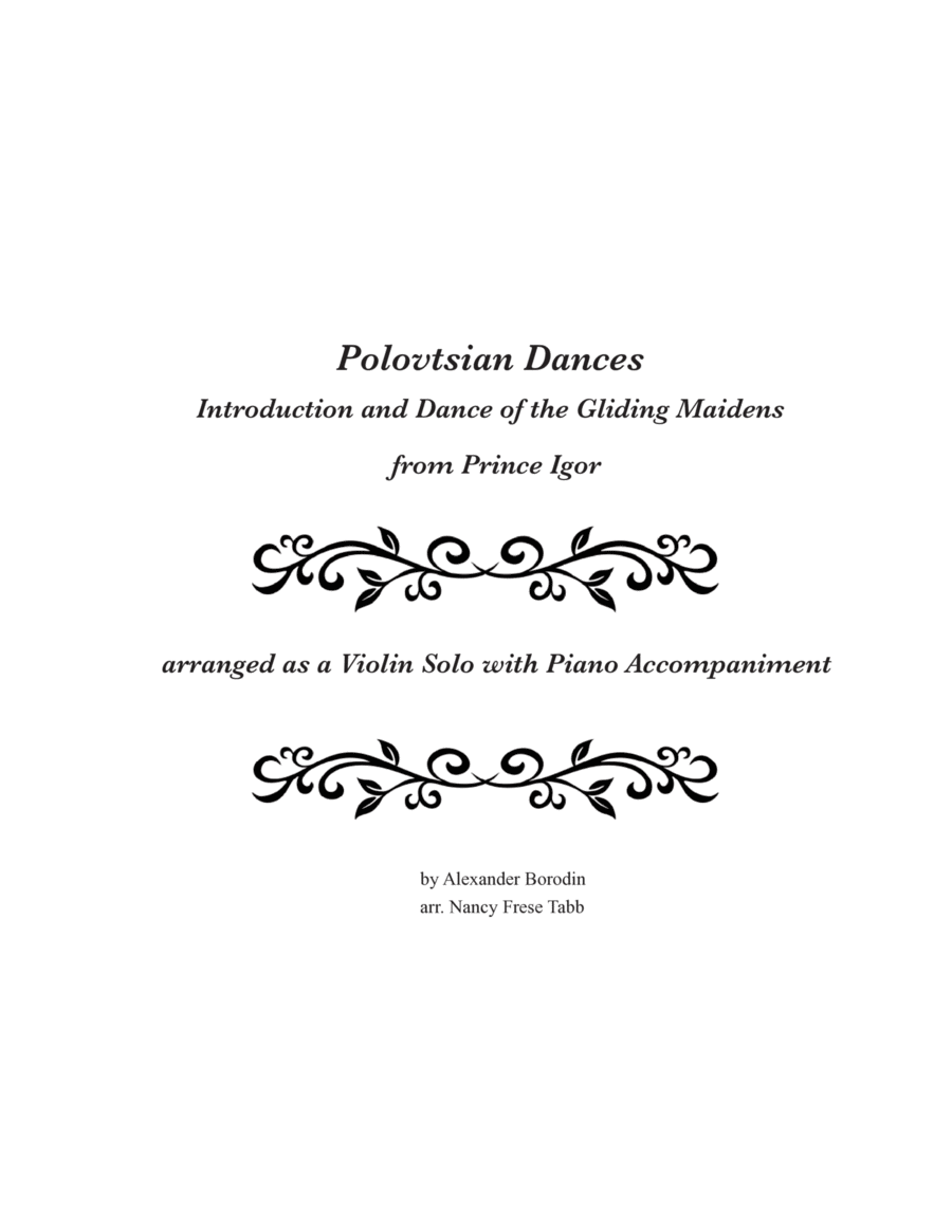 Polovtsian Dances-Introduction and Dance of the Gliding Maidens arranged for Solo Violin with Piano image number null