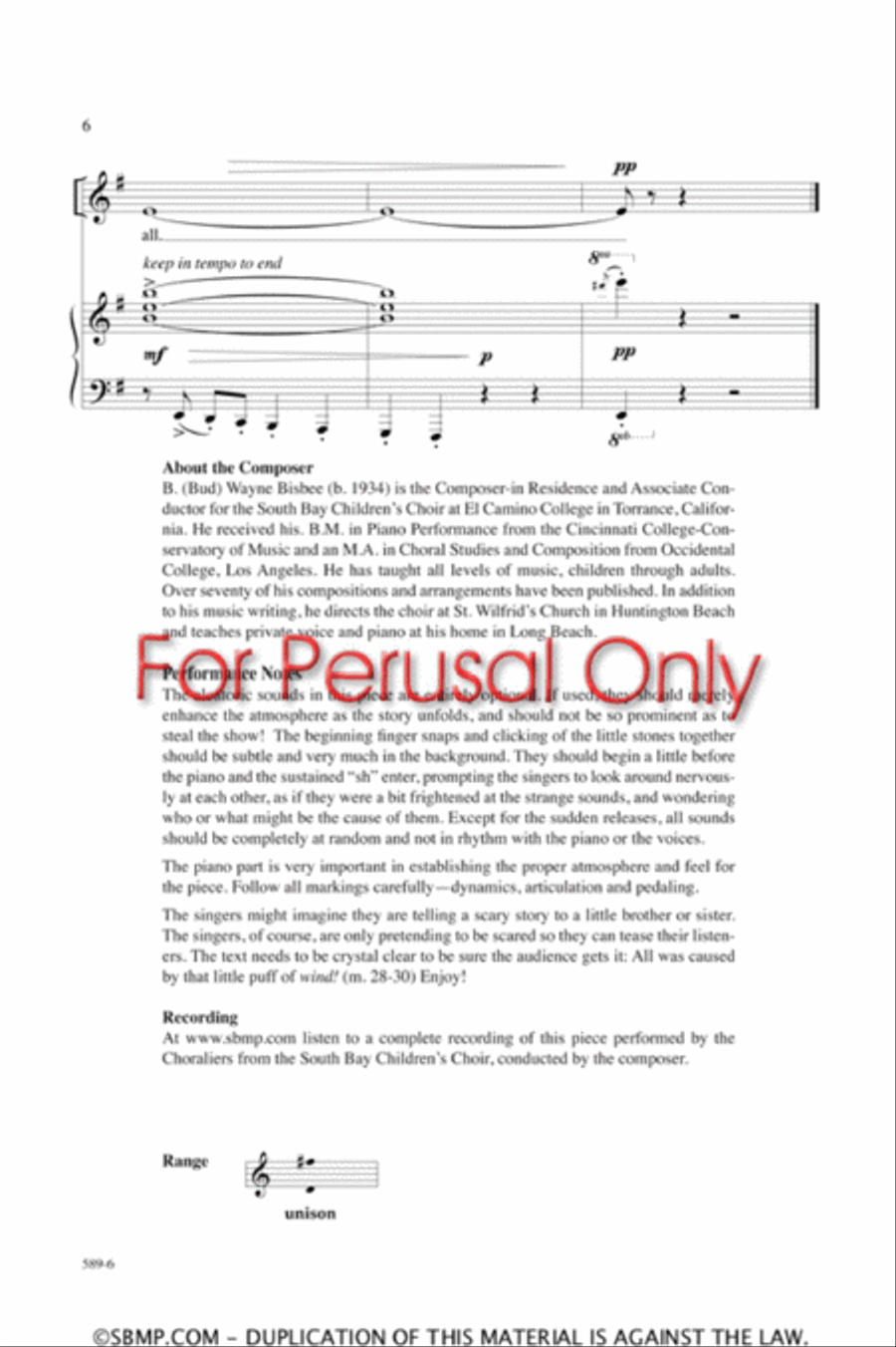 The Wind - Unison Octavo Unison Choir scores gallery preview page 6