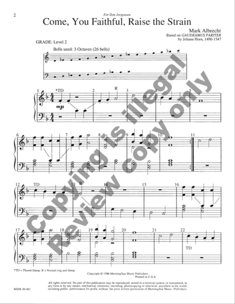 Come, You Faithful, Raise the Strain Handbell Choir scores gallery preview page 5