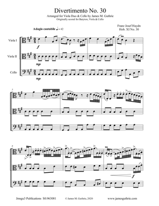 Haydn: Divertimento No. 30 for Viola Duo & Cello
