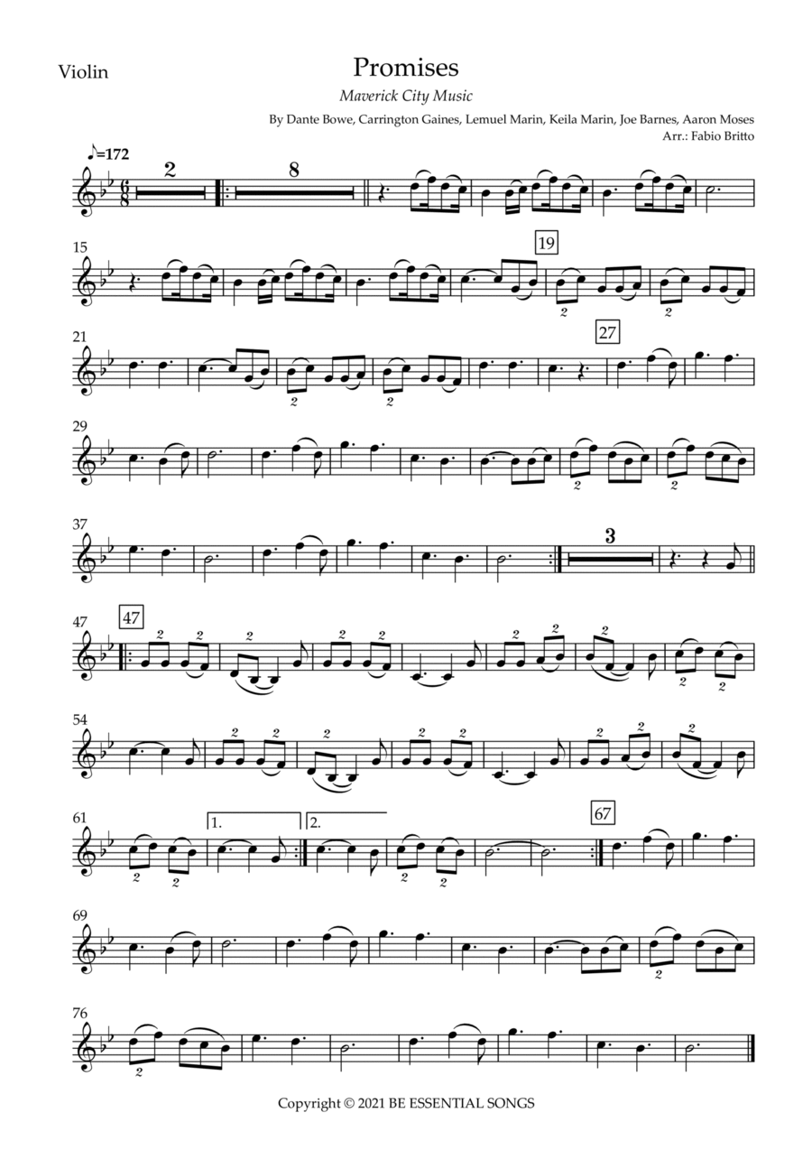 Promises Violin Solo scores gallery preview page 1