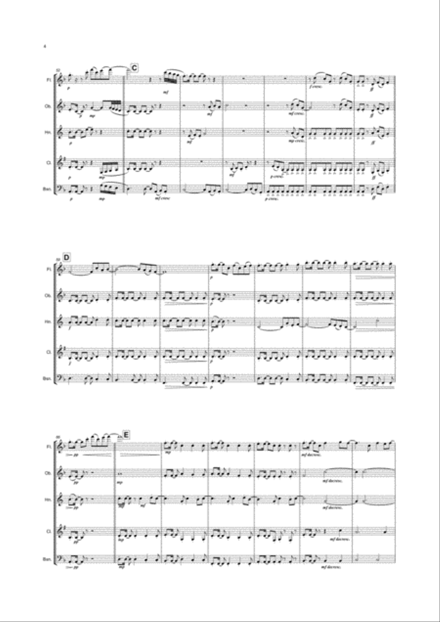 A Sky Full Of Stars Woodwind Quintet scores gallery preview page 4